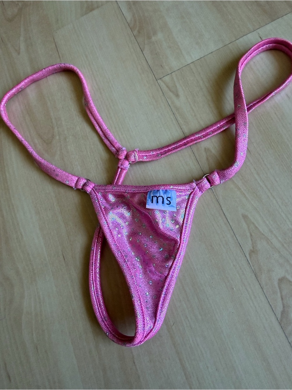 Malibu Stings Pink Glittery Thong Bikini Bottom